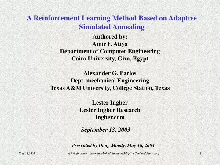 a reinforcement learning method based on adaptive simulated annealing