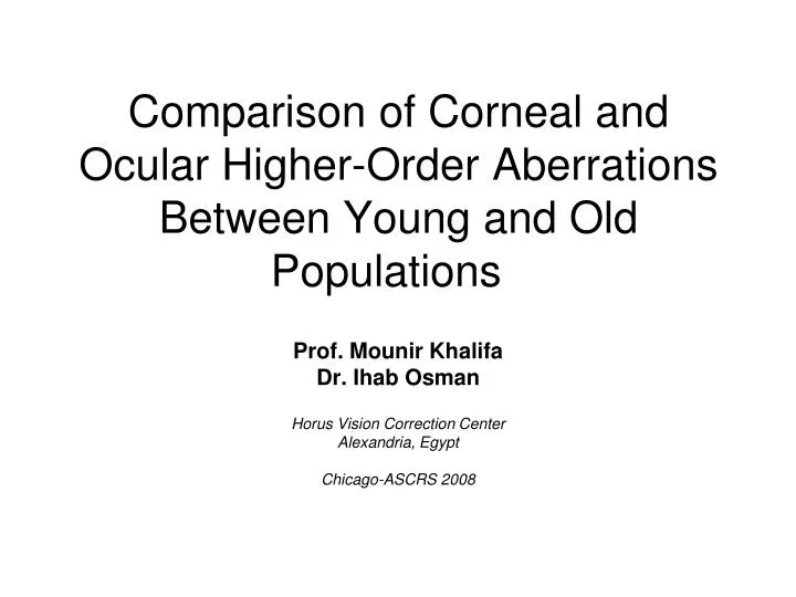 comparison of corneal and ocular higher order aberrations between young and old populations