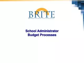 School Administrator Budget Processes