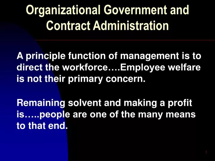 organizational government and contract administration
