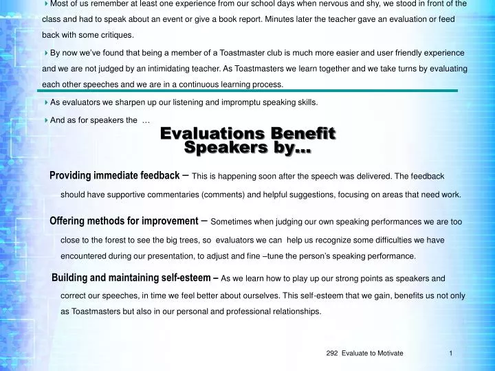 evaluations benefit speakers by