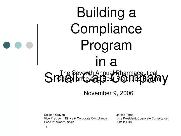 building a compliance program in a small cap company