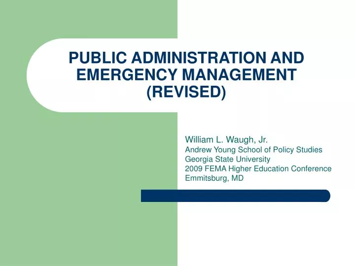 public administration and emergency management revised