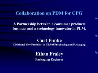 collaboration on pdm for cpg