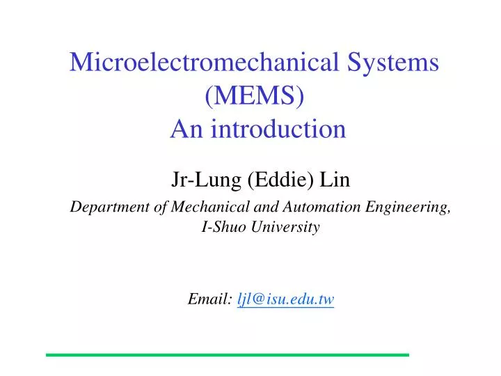 microelectromechanical systems mems an introduction