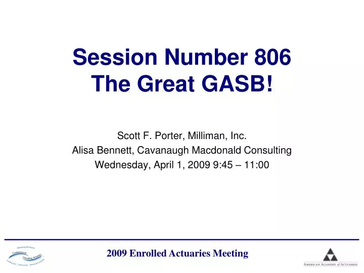 session number 806 the great gasb