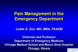 Pain Management in the Emergency Department