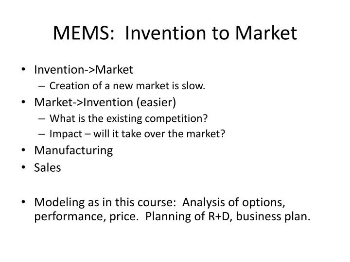 mems invention to market
