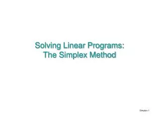 solving linear programs the simplex method