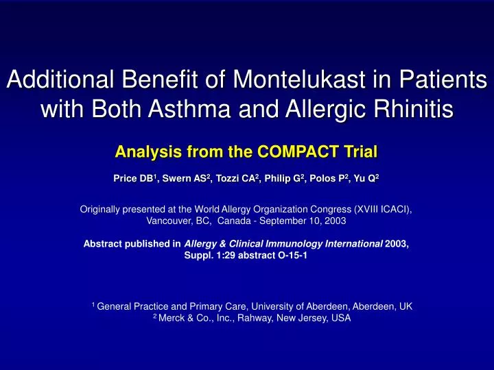 additional benefit of montelukast in patients with both asthma and allergic rhinitis