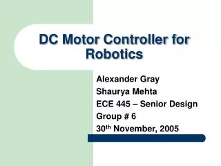 DC Motor Controller for Robotics