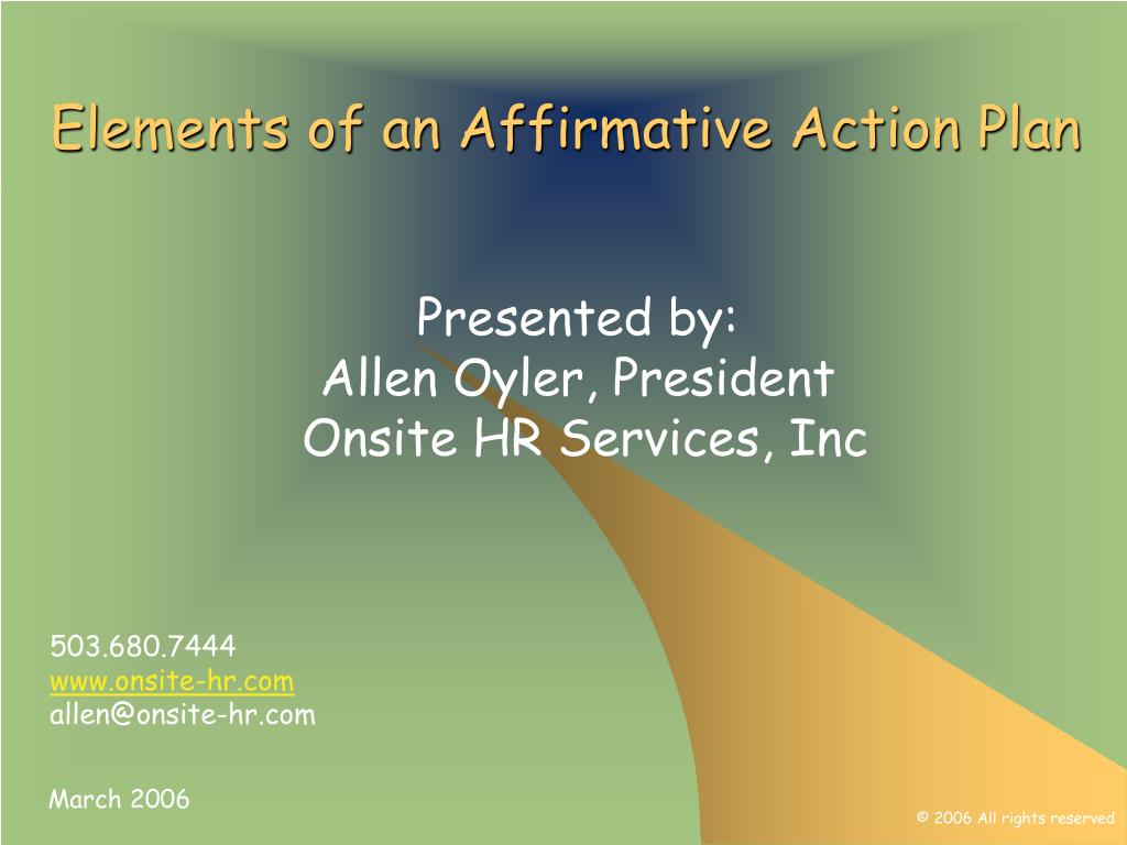 PPT - Elements of an Affirmative Action Plan PowerPoint Presentation ...