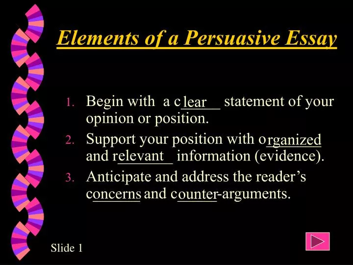 elements of a persuasive essay