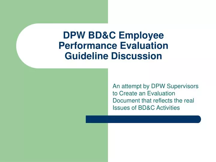 dpw bd c employee performance evaluation guideline discussion