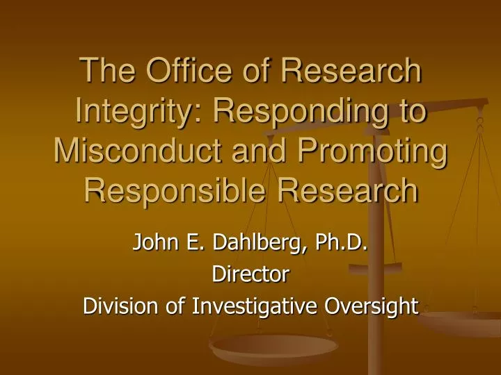 the office of research integrity responding to misconduct and promoting responsible research