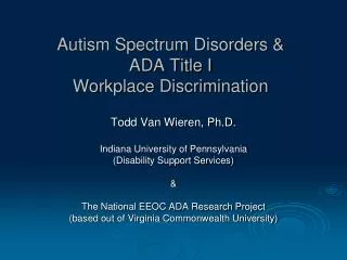 Autism Spectrum Disorders &amp; ADA Title I Workplace Discrimination