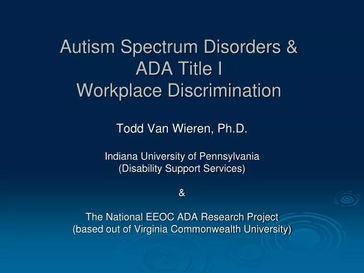 autism spectrum disorders ada title i workplace discrimination
