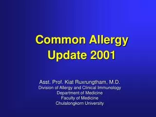 Common Allergy Update 2001