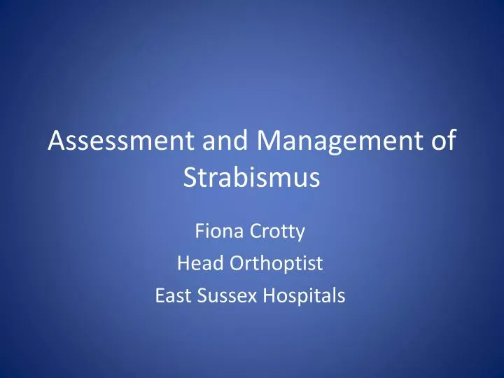 assessment and management of strabismus