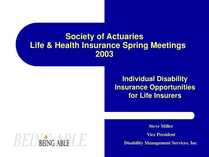 society of actuaries life health insurance spring meetings 2003