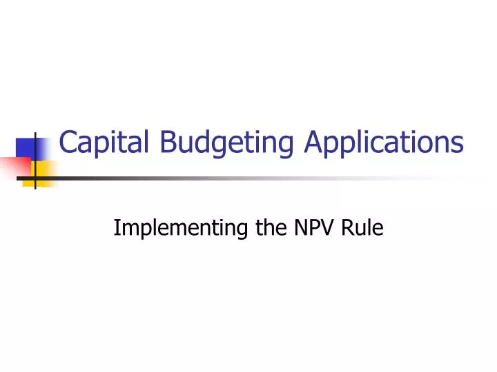 capital budgeting applications