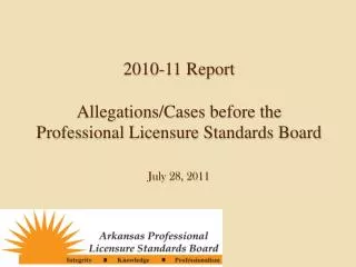 2010-11 Report Allegations/Cases before the Professional Licensure Standards Board July 28, 2011