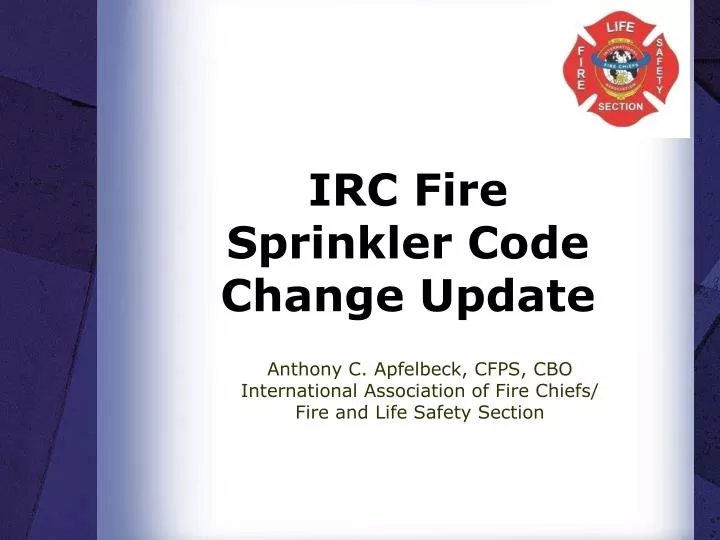 irc fire sprinkler code change update