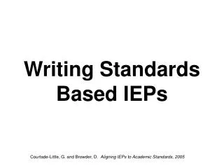 Writing Standards Based IEPs