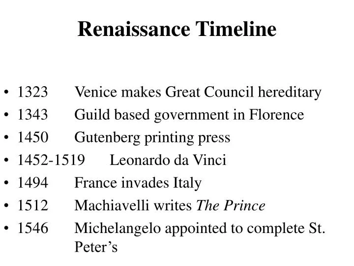 renaissance timeline