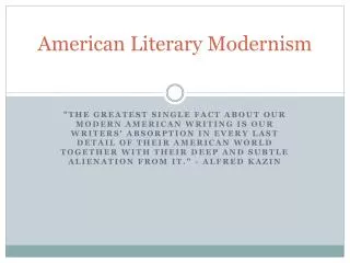 American Literary Modernism