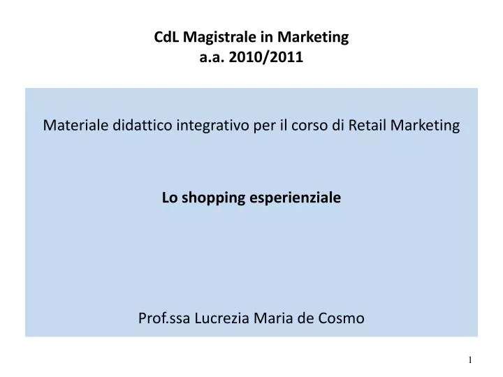 cdl magistrale in marketing a a 2010 2011