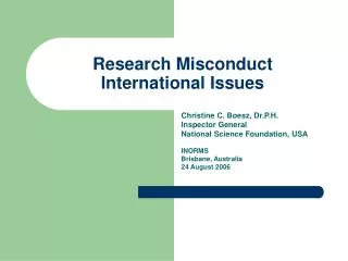 Research Misconduct International Issues