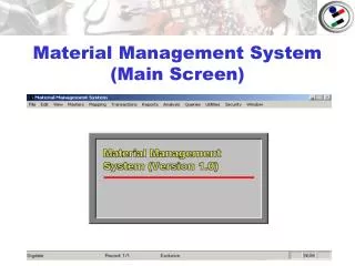Material Management System (Main Screen)