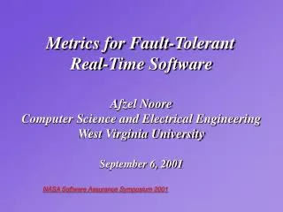 Metrics for Fault-Tolerant Real-Time Software