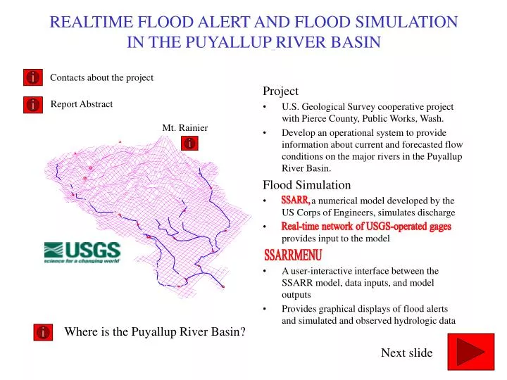 realtime flood alert and flood simulation in the puyallup river basin