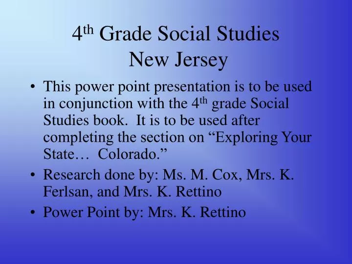 4 th grade social studies new jersey