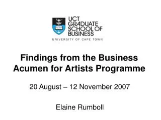 Findings from the Business Acumen for Artists Programme