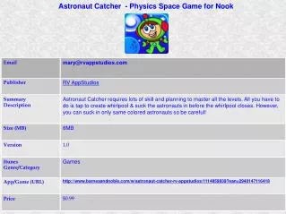 Astronaut Catcher - Physics Space Game for Nook