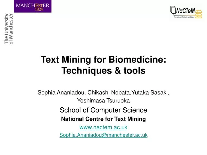 text mining for biomedicine techniques tools