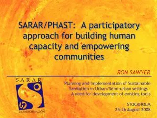 SARAR/PHAST: A participatory approach for building human capacity and empowering communities