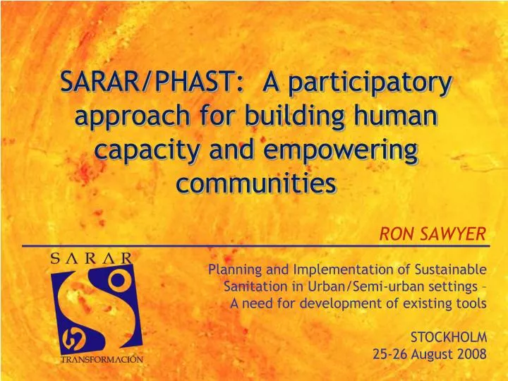 sarar phast a participatory approach for building human capacity and empowering communities