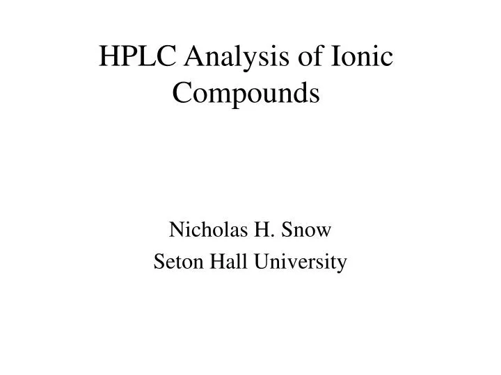 hplc analysis of ionic compounds