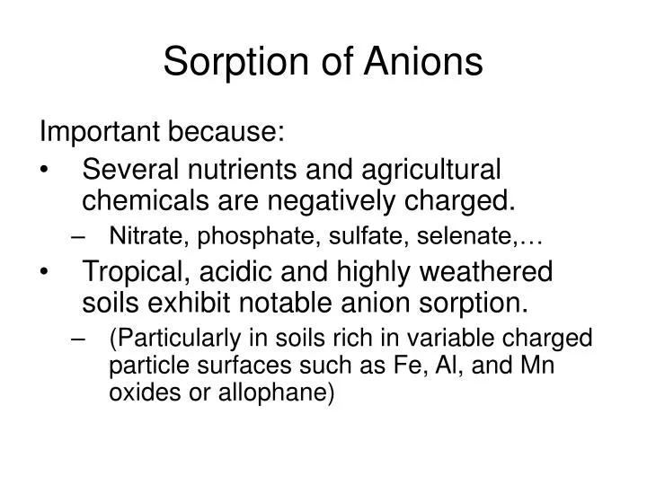 sorption of anions
