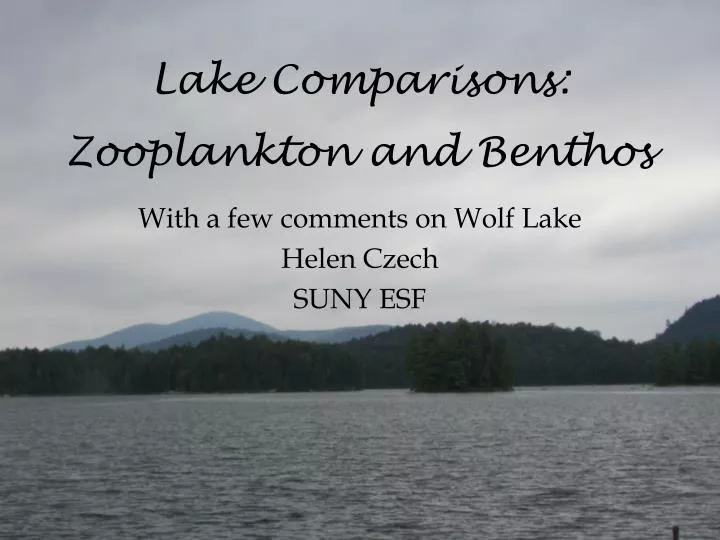 lake comparisons zooplankton and benthos