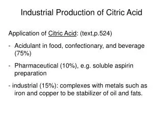 Industrial Production of Citric Acid