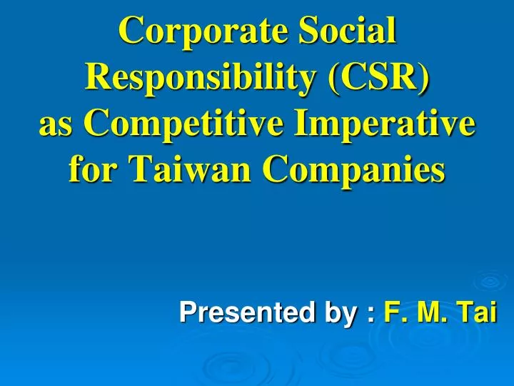 corporate social responsibility csr as competitive imperative for taiwan companies