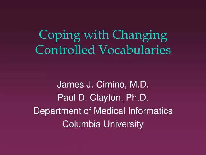 coping with changing controlled vocabularies