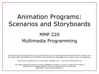 Animation Programs: Scenarios and Storyboards