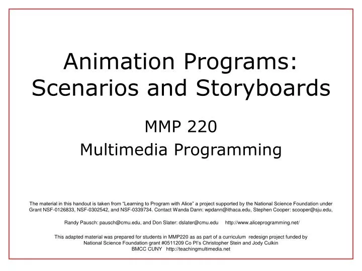 animation programs scenarios and storyboards