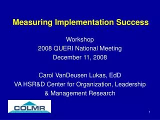 Measuring Implementation Success